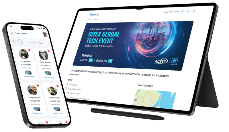 MeeeetUp platform on mobile and tablet devices